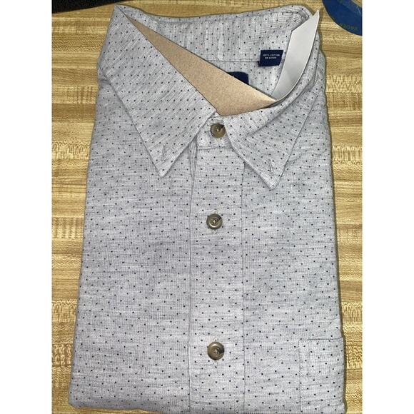 Roundtree & Yorke Casuals Men’s Gray Corduroy Button Down Shirt W/ Dots XXL - Picture 1 of 6
